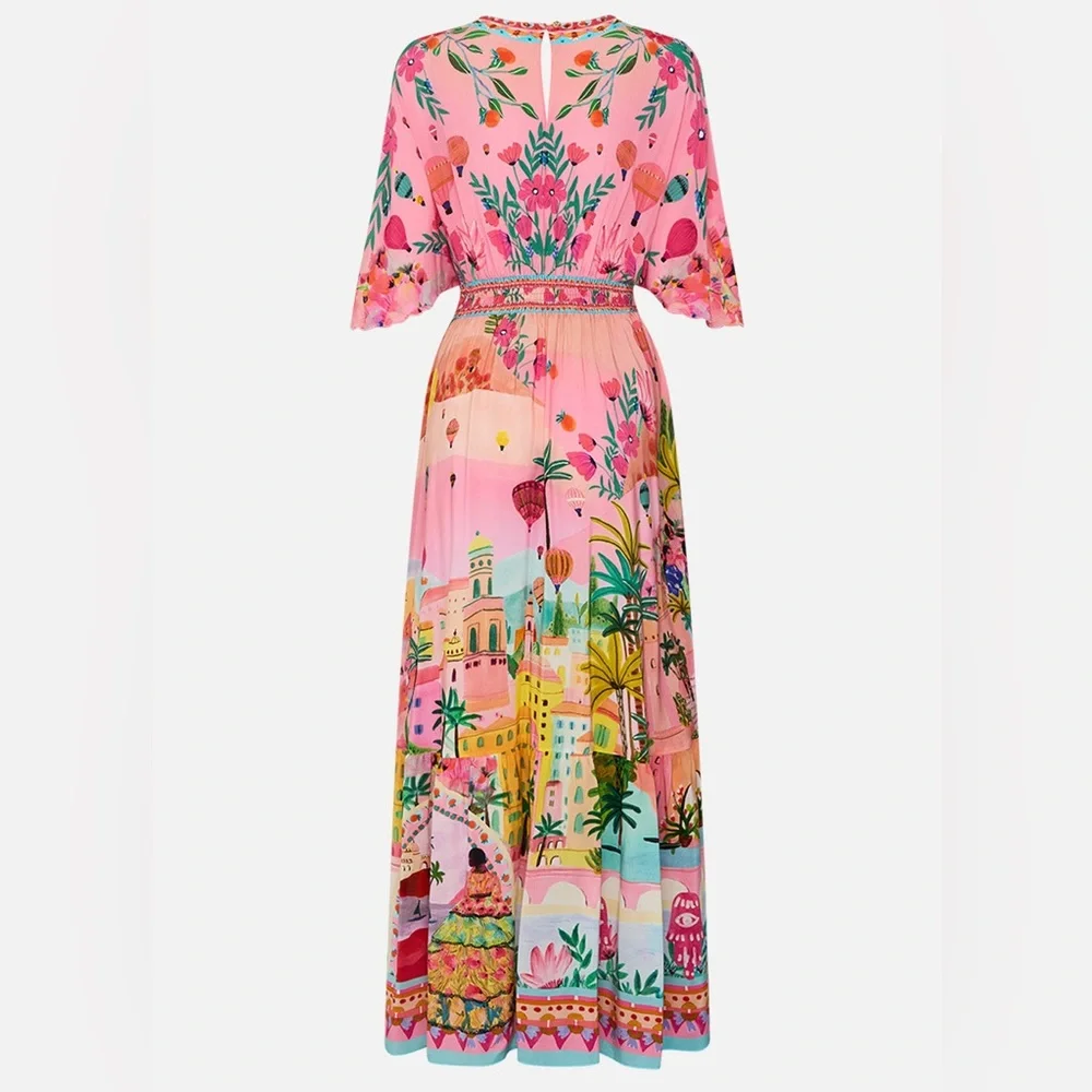 💕SOLD💕Camilla Waisted Dress With Hem Ruffle Sister Sunset - Picture 8 of 13